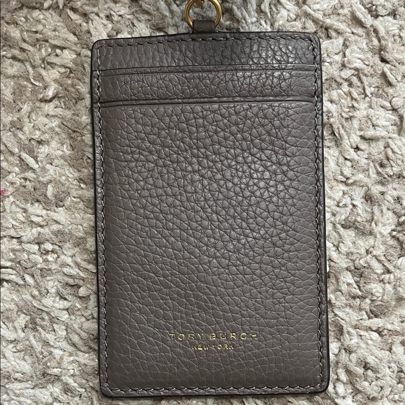 Tory Burch Britten Dark Gray Pebbled Leather Full Zip Continental Wallet - Picture 10 of 16